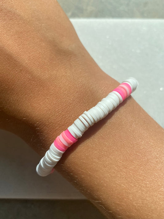 Pink and white bracelet