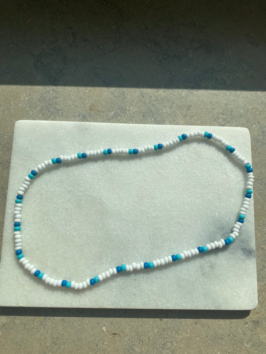White and blue necklace