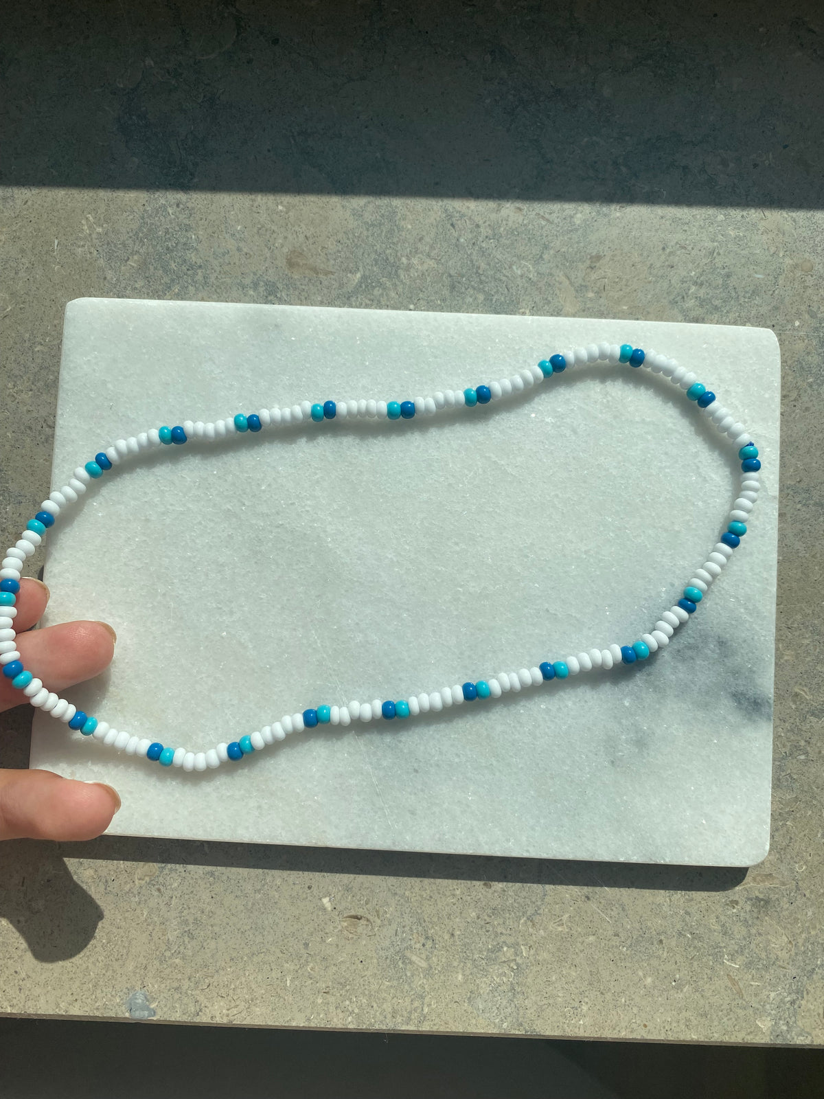 White and blue necklace