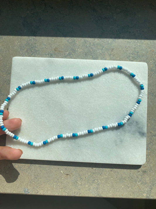 White and blue necklace