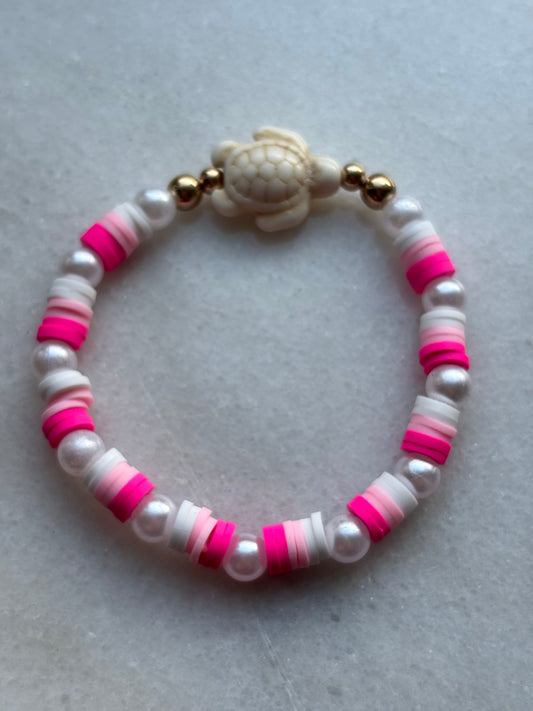 Pink sea turtle bracelet